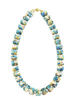 Halskette mit beh. Türkis und beh. Perlmutt 