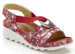 Sandale aus floral bedrucktem Nubukleder ROT