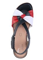 ELENA EDEN, elegante Damen-Sandaletten, Weite H, mit Klettspange BLAU-WEISS-ROT