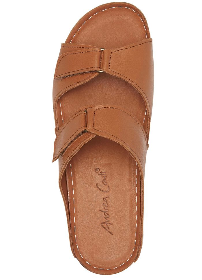 Andrea Conti Pantolette mit zwei verstellbaren Klettspangen COGNAC