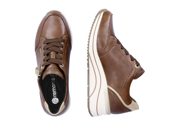 Remonte Schnür-Sneaker mit mattgoldfarbenen Besätzen BRAUN