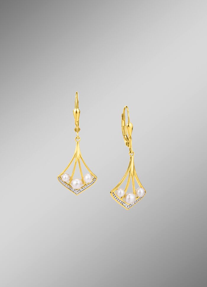 Ohrringe mit Zirkonia und S&uuml;&szlig;wasser-Zuchtperlen 