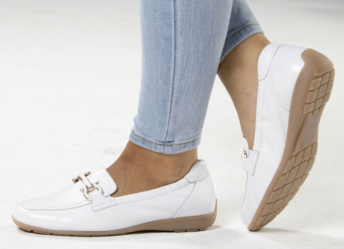 ELENA EDEN, elegante Damen-Slipper, Weite G, mit herausnehmbarem Fußbett WEISS