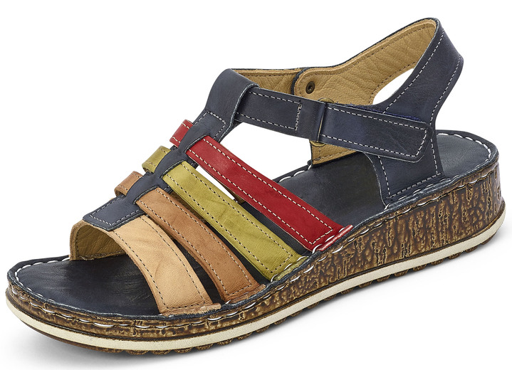 Schuhe - Gemini Riemchen-Sandalette mit praktischem Klettverschluss, in Größe 036 bis 042, in Farbe MARINE-BUNT Ansicht 1